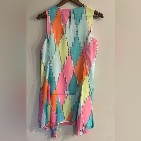 CECE Women’s Bright Argyle Print Sleeveless Flowy Tank Dress Size 2 - Picture 2 of 5